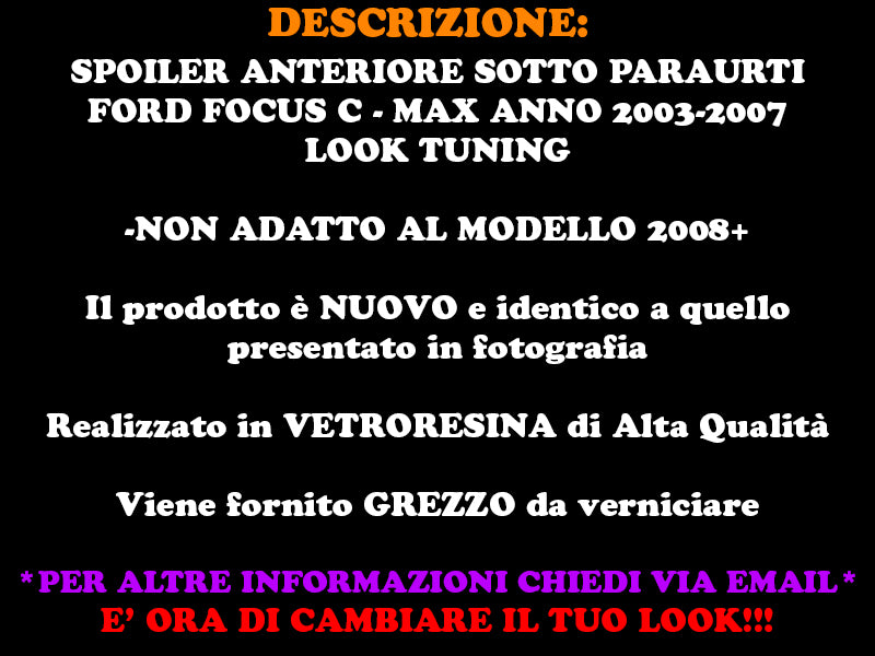 UNDER BUMPER FORD FOCUS C-MAX 03 - 07 SPORTY LOOK FRONT SPOILER