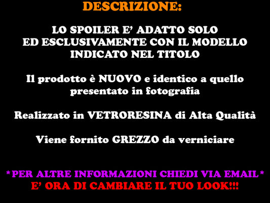 SPOILER POSTERIORE HONDA CIVIC VIII 8 ALETTONE SUL COFANO LOOK TUNING MUGEN