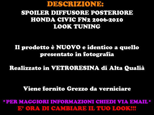 REAR DIFFUSER SPOILER HONDA CIVIC TYPE R 2006 - 2010 SPORTY LOOK