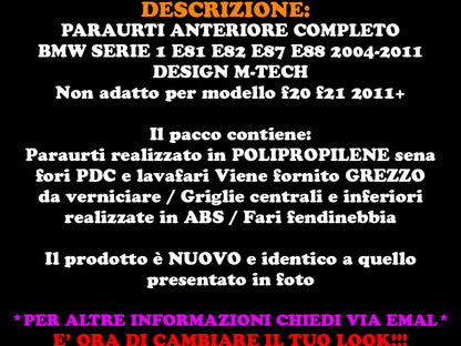 BMW SERIE 1 E81 E82 E87 E88 2004-2011 PARAURTI COMPLETO M-TECH AUTOELEGANCERICAMBI