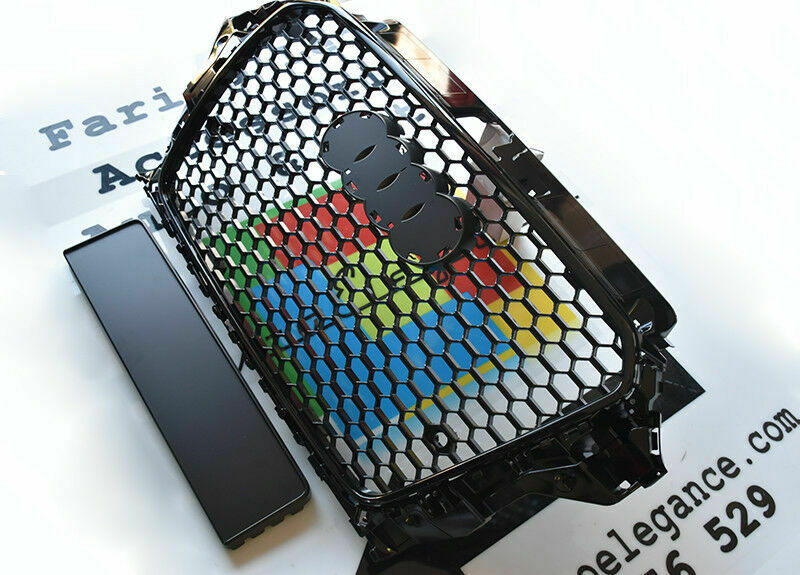 GRIGLIA ANTERIORE NERA NO LOGO PER AUDI A3 8V 2012-2015 CALANDRA RS3 NIDO D&apos;APE