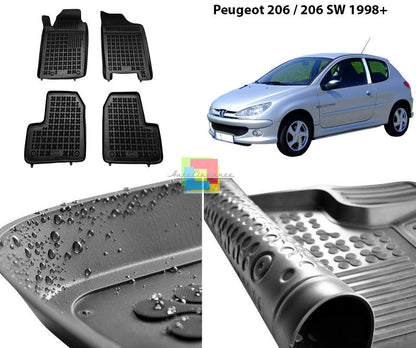 PEUGEOT 206 / 206 SW 1998+ TAPPETINI AUTO IN GOMMA - TAPPETI TOP QUALITA -1