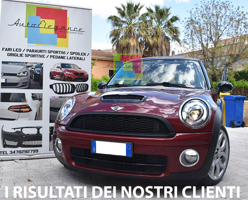 MINI COOPER R56 2006-2010 FARI ANTERIORI NERI ANGEL EYES D1S XENON DI SERIE