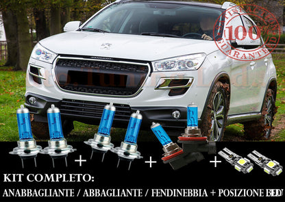 PEUGEOT 4008 2011+ SET COMPLETO LAMPADE BLU XENON + POSIZIONE A LED