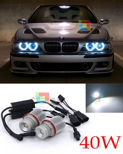 LAMPADE ANGEL EYES BMW SERIE 1 04-07 E87 40W 6000K LED BIANCO NO ERROR