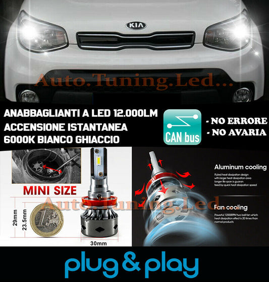 LAMPADE ANABBAGLIANTI LED KIA SOUL MKII ISTANTANEO NO AVARIA 12.000LM