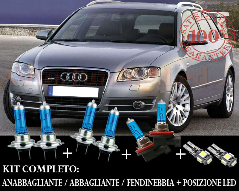 AUDI A4 B7 04-07 SET COMPLETO LAMPADE BLU XENON + POSIZIONE A LED AUTOELEGANCERICAMBI