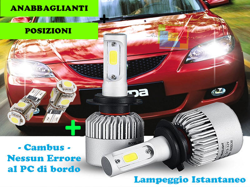 LAMPADE ANABBAGLIANTI CREE LED + T10 POSIZIONI PER MAZDA 3 2003-2009
