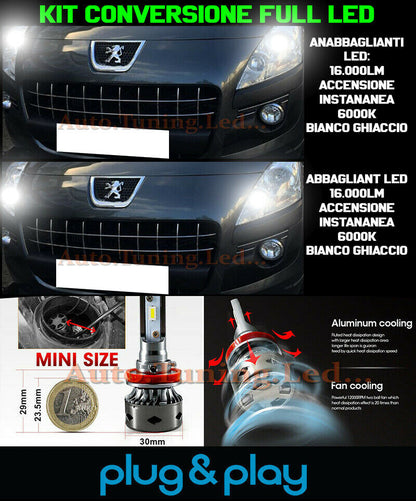 LOW BEAM + HIGH BEAM LED 16,000LM FOR PEUGEOT 3008 MPV