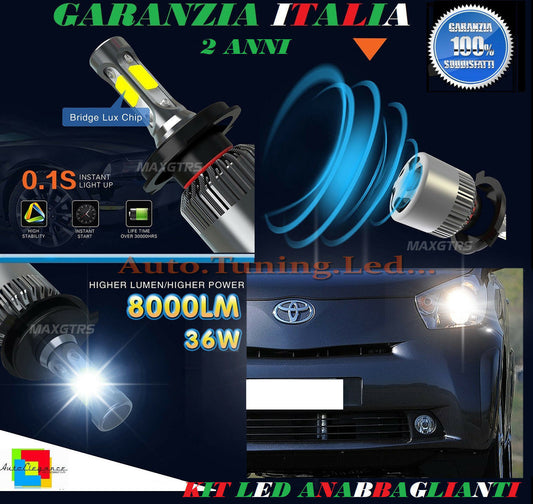 2x LAMPADE ANABBAGLIANTI TOYOTA IQ 2009+ 36W LED ISTANTANEO 6000K AUTOELEGANCERICAMBI