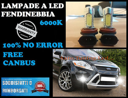 FORD KUGA 2008-2012 LAMPADE FENDINEBBIA H8 LED CREE RESISTENZA CANBUS 6000K