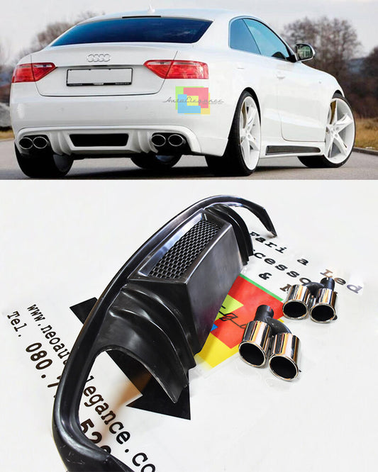 AUDI A5 8T COUPE 07-11 DIFFUSORE POSTERIORE SOTTO PARAURTI LOOK S5 + TERMINALI AUTOELEGANCERICAMBI