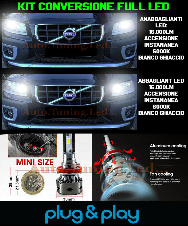 LOW BEAM + HIGH BEAM LED 16,000LM FOR VOLVO XC70 II