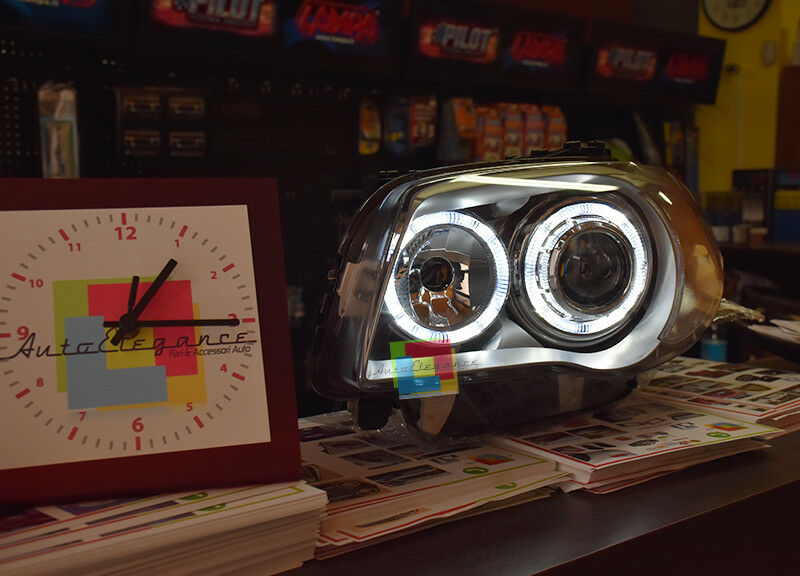 FARI SATINATI CON ANELLI ANGEL EYES LED BIANCHI BMW E81 E82 E87 E88 04-11