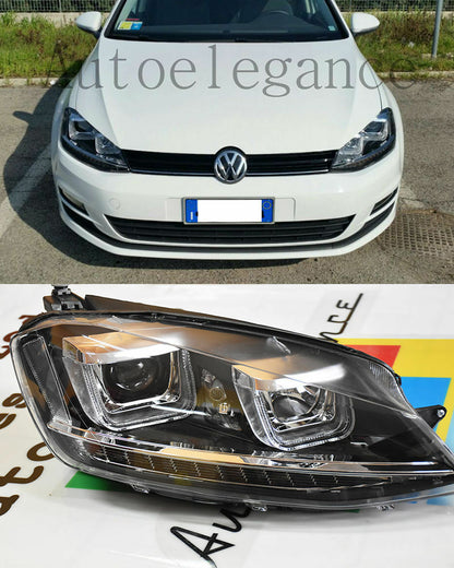 VW GOLF 7 VII 2012 IN POI FARI ANTERIORI SPORTIVI DOPPIA U LED DIURNE FANALI GTI