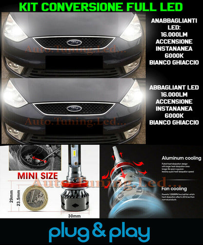 LAMPADE ANABBAGLIANTI + ABBAGLIANTI LED 16.000LM PER FORD GALAXY II