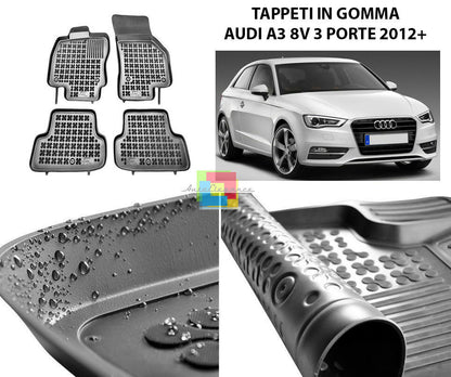 AUDI A3 8V 3 PORTE 2012 IN POI TAPPETINI AUTO IN GOMMA - TAPPETI TOP QUALITA -1 AUTOELEGANCERICAMBI
