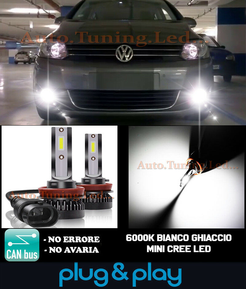LAMPADE FENDINEBBIA A LED CREE VW GOLF PLUS CAMBUS BIANCO GHIACCIO 8000LM