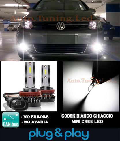 LAMPADE FENDINEBBIA A LED CREE VW GOLF PLUS CAMBUS BIANCO GHIACCIO 8000LM