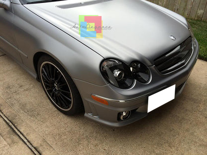 HEADLIGHTS MERCEDES C CLASS W203 2000-2006 BLACK LENTICULAR HEADLIGHTS