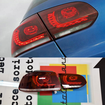 FARI POSTERIORI GTI A LED VW GOLF 6 VI 2008-2012 MODELLO ROSSO FRECCIA BIANCA