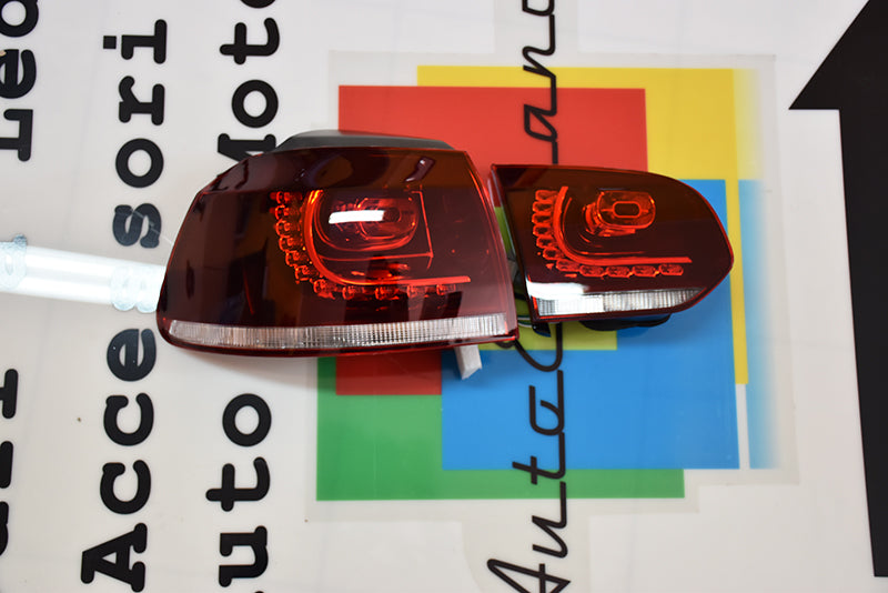 FARI POSTERIORI GTI A LED VW GOLF 6 VI 2008-2012 MODELLO ROSSO FRECCIA BIANCA