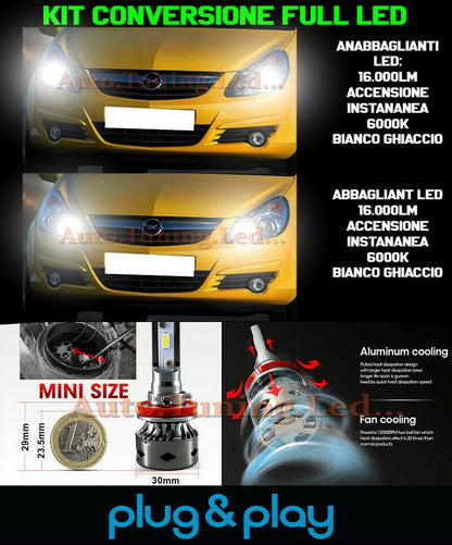 LAMPADE ANABBAGLIANTI + ABBAGLIANTI LED 16.000LM OPEL CORSA D