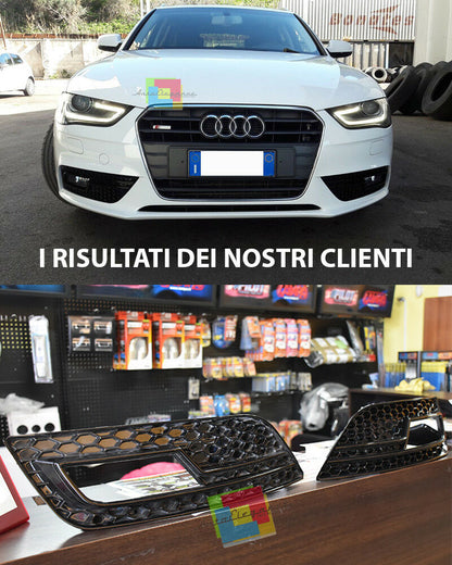 GRIGLIE FENDINEBBIA ALL BLACK DESIGN RS4 PER AUDI A4 B8 2012+ LIFT NIDO D&apos;APE