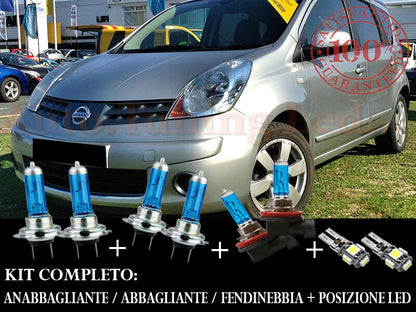 NISSAN NOTE 2006-2012 SET COMPLETO LAMPADE BLU XENON + POSIZIONE A LED