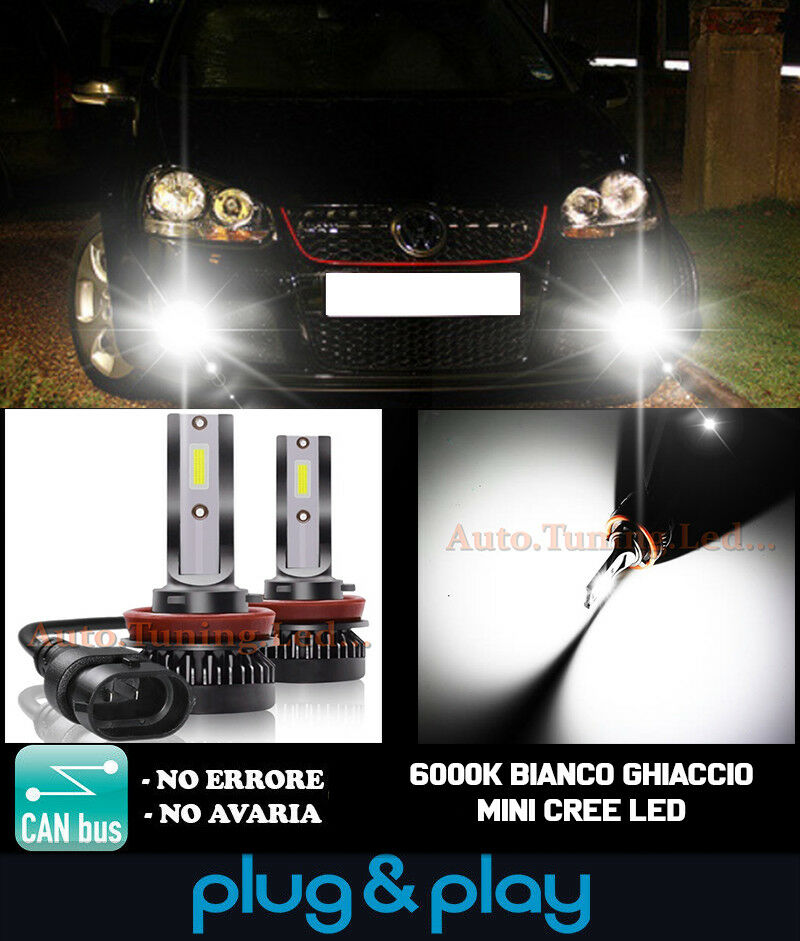 LAMPADE FENDINEBBIA A LED CREE VW GOLF 5 V CAMBUS BIANCO GHIACCIO 8000LM