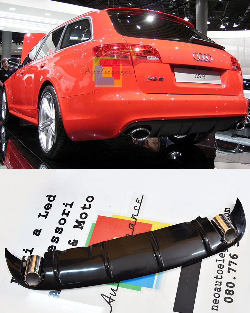 AUDI A6 4F C6 08-11 RESTYLING DIFFUSORE SOTTO PARAURTI RS6 + TERMINALI ACCIAIO AUTOELEGANCERICAMBI