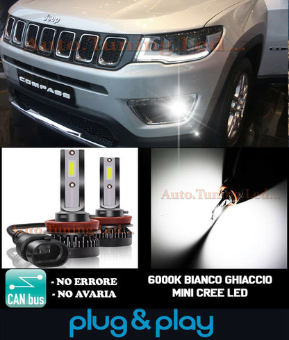 LAMPADE FENDINEBBIA A LED CREE JEEP COMPASS MK2 CAMBUS BIANCO GHIACCIO 8000LM