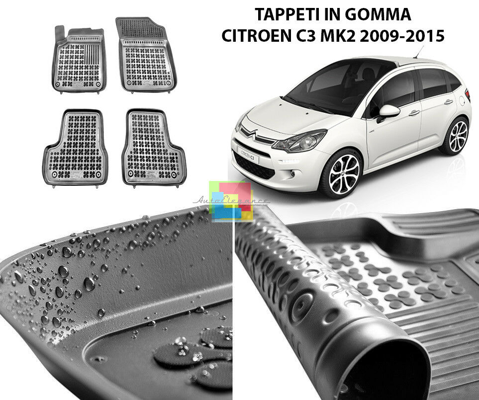 CITROEN C3 II 2009-2015 TAPPETINI AUTO IN GOMMA - TAPPETI TOP QUALITA -1 AUTOELEGANCERICAMBI