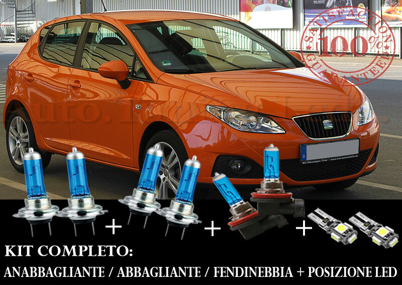 SEAT IBIZA 6J 2008+ SET COMPLETO LAMPADE BLU XENON + POSIZIONE A LED