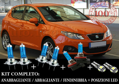SEAT IBIZA 6J 2008+ SET COMPLETO LAMPADE BLU XENON + POSIZIONE A LED