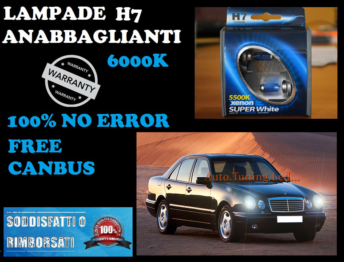 MERCEDES W210 95-02 COPPIA LAMPADE H7 BLUE XENON BIANCO ANABBAGLIANTE 55W 12V