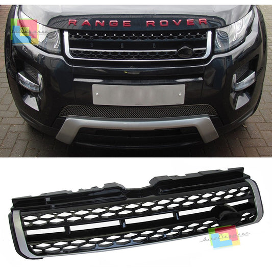LAND ROVER RANGE ROVER EVOQUE 2011-2015 AUTOBIOGRAPHY LOOK FRONT GRILLE BLACK WITH SATIN EDGE 