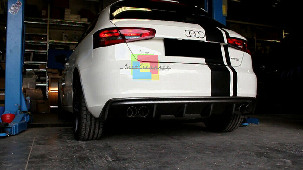 AUDI A3 8V SPORTBACK 2012 AL 2015 SOTTO PARAURTI DIFFUSORE RS3 4 SCARICHI ABS - AUTOELEGANCERICAMBI