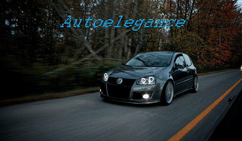 VW GOLF 5 V 03-08 FARI ANTERIORI NERI ANGEL EYES BIANCHI A LED LOOK GTI NO ERROR