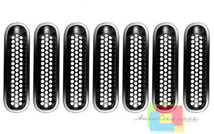 FRONT GRILLE ADHESIVE JEEP WRANGLER JK 2007-2016 BLACK MASKS IN ABS