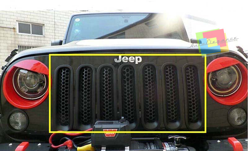 GRIGLIA ANTERIORE ADESIVA JEEP RUBICON JK 2007-2016 MASCHERINE NERE IN ABS