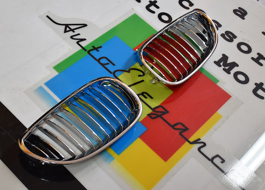 GRIGLIA ANTERIORE CROMATA - BMW SERIE 5 E60 E61 2003-2010 CALANDRA LOOK M