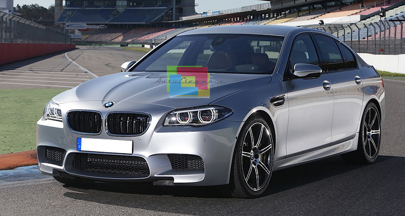 CALANDRA BMW F10 F11 2010+ GRIGLIE NERE BORDO CROMATO LOOK M5 DOPPIA STRISCIA AUTOELEGANCERICAMBI