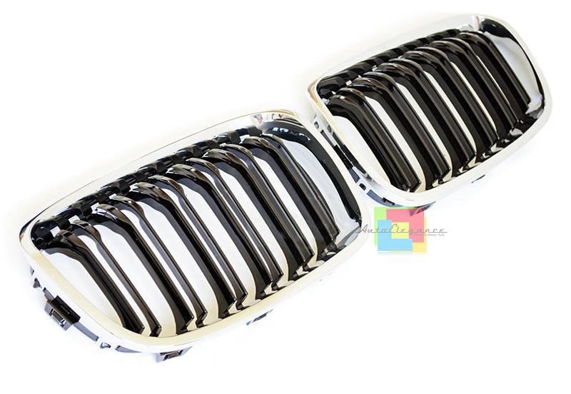 GRIGLIE BMW SERIE 1 F20 F21 2010-2014 CALANDRA DOPPIA STRISCIA M1 BORDO CROMATO