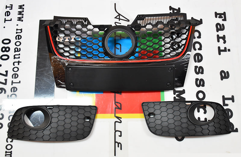 CALANDRA GTI PER VW GOLF 5 2003-2008 GRIGLIA ANTERIORE + FENDINEBBIA AUTOELEGANCERICAMBI