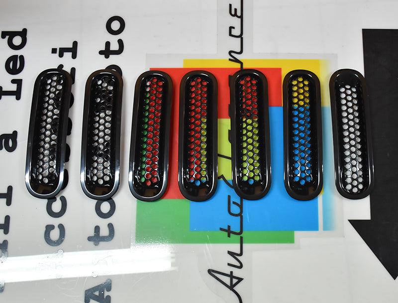 FRONT GRILLE ADHESIVE JEEP WRANGLER JK 2007-2016 BLACK MASKS IN ABS