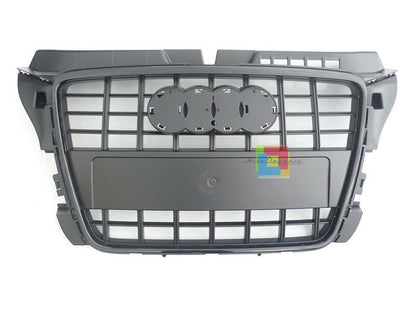 GRIGLIA ANTERIORE NERA AUDI A3 8P 2008-2012 LIFT CALANDRA S3 IN ABS SENZA STEMMA