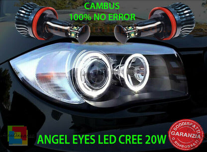 KIT ANGEL EYES LED 20W LED BMW SERIE 1 E81 E87 2008-2011 NO ERRORE SUPER QUALITA