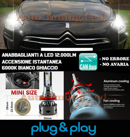 LAMPADE ANABBAGLIANTI LED CITROEN DS5 ISTANTANEO NO AVARIA 12.000LM