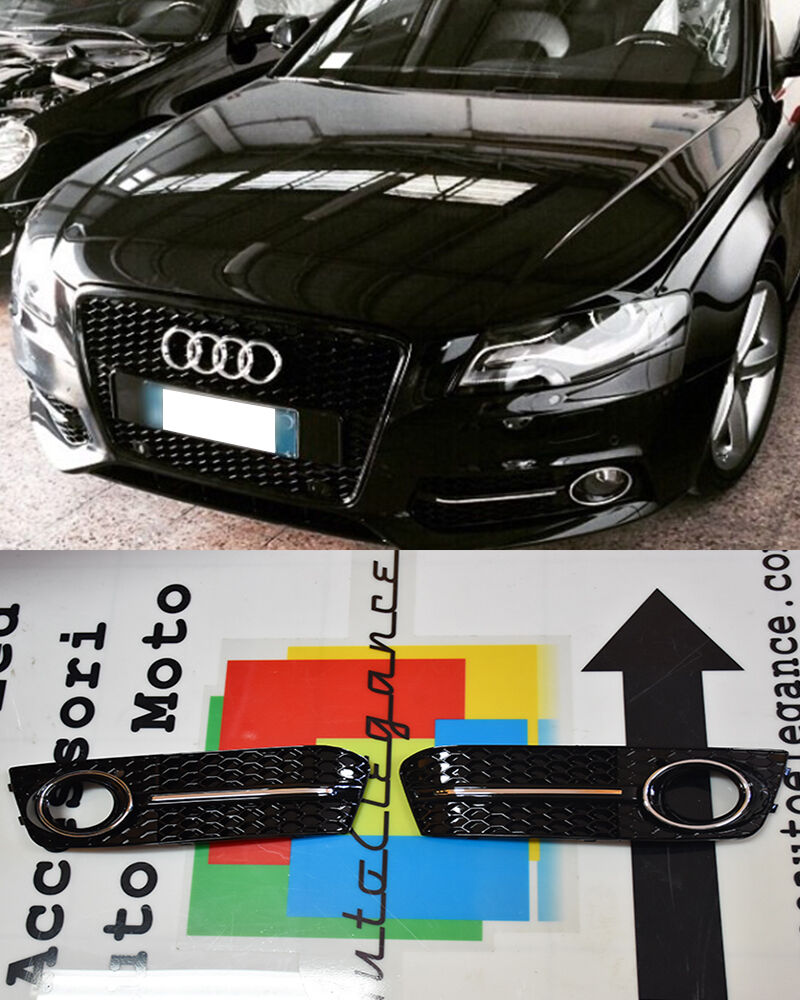 GRIGLIE FENDINEBBIA NERE DETTAGLI CROMATI AUDI A4 B8 2008-2012 DESIGN RS4 S4